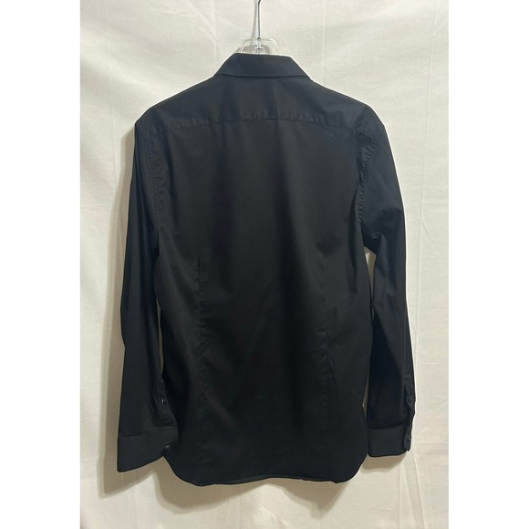 Cavalli Class Mens Black Textured Long Sleeve Button Down Shirt 44/17.5 - Picture 9 of 10
